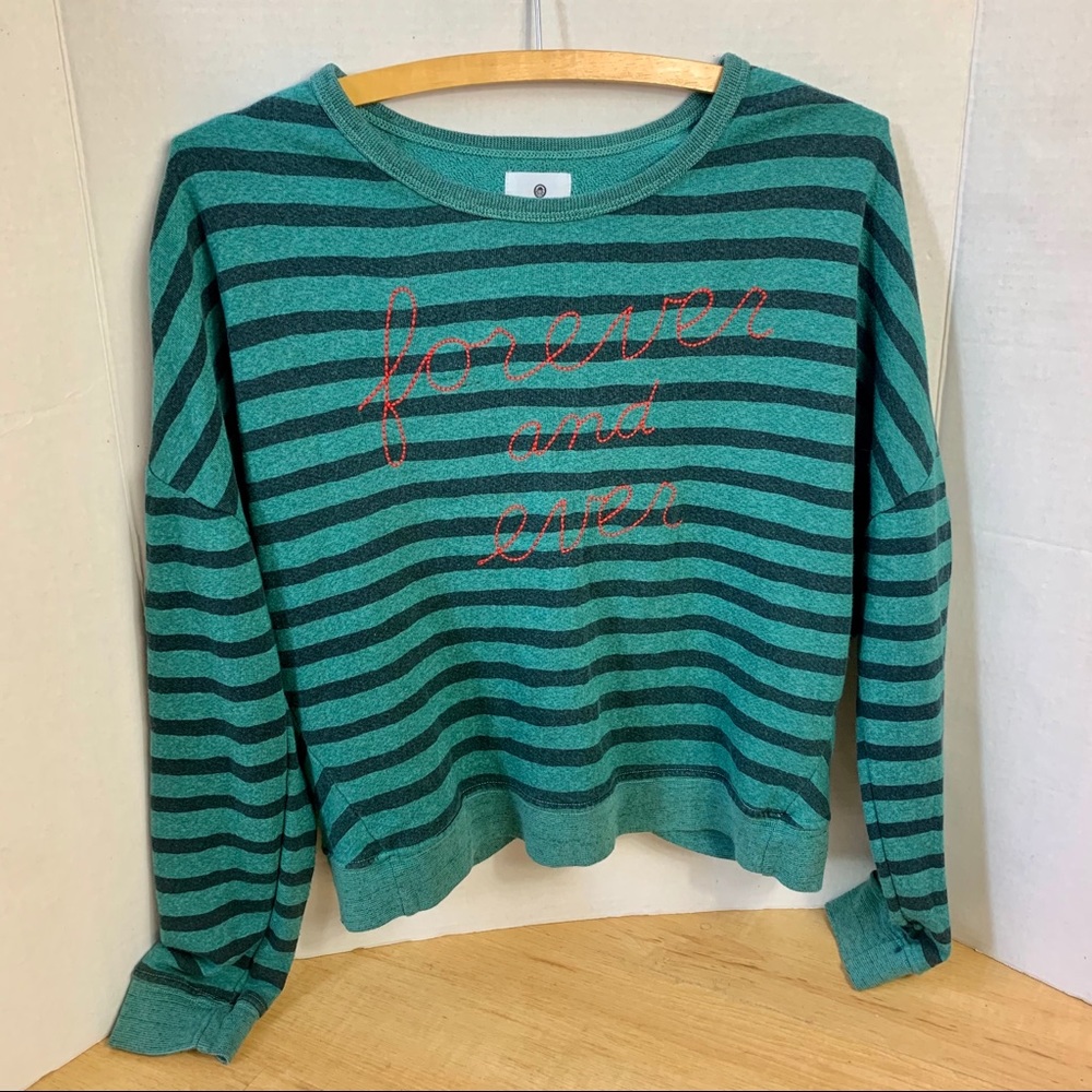 •SUNDRY• Anthro Teal Forever Split Back Sweatshirt
